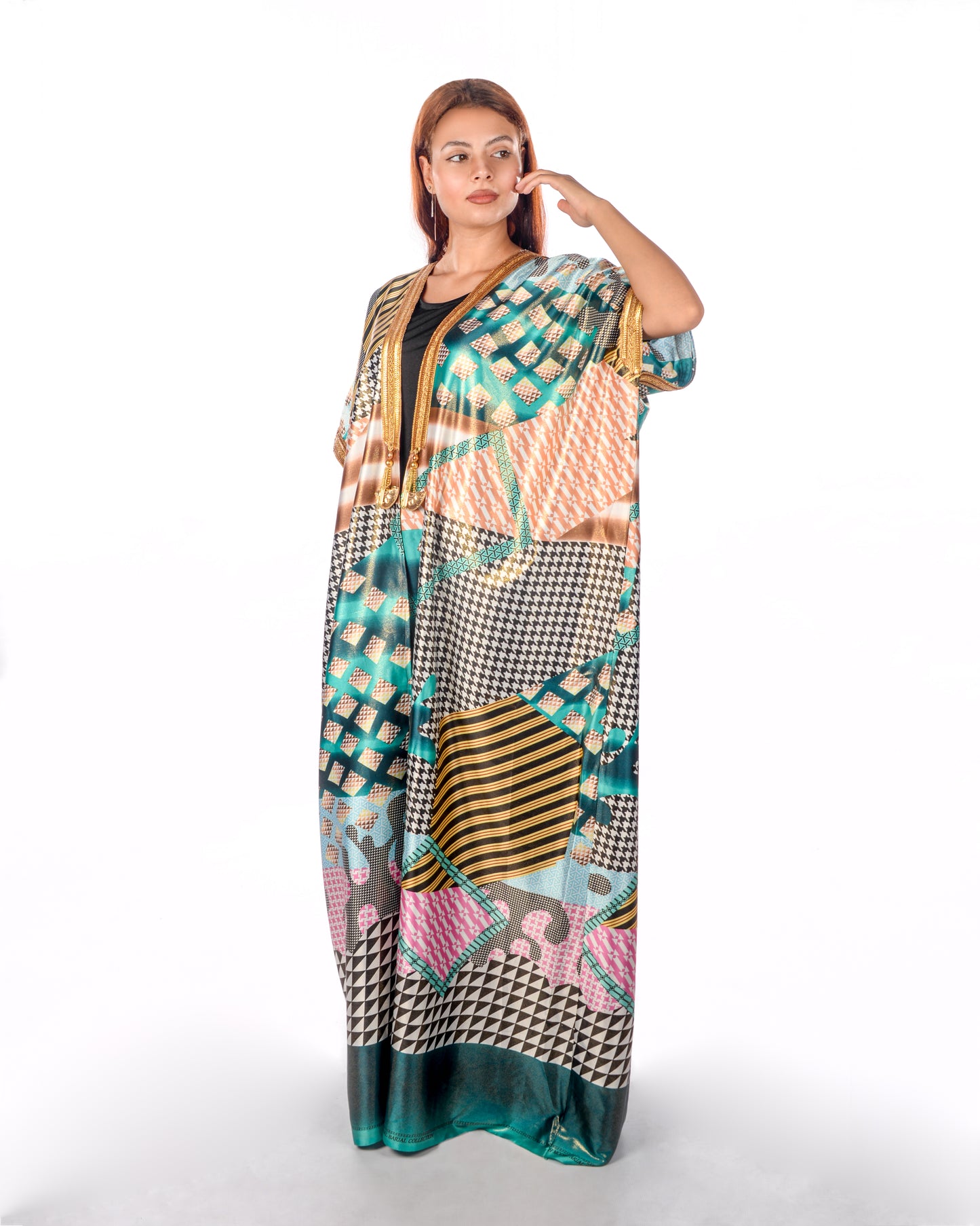 Silk satin multicolor bisht