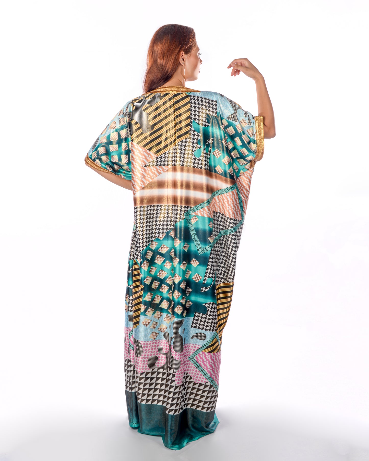 Silk satin multicolor bisht