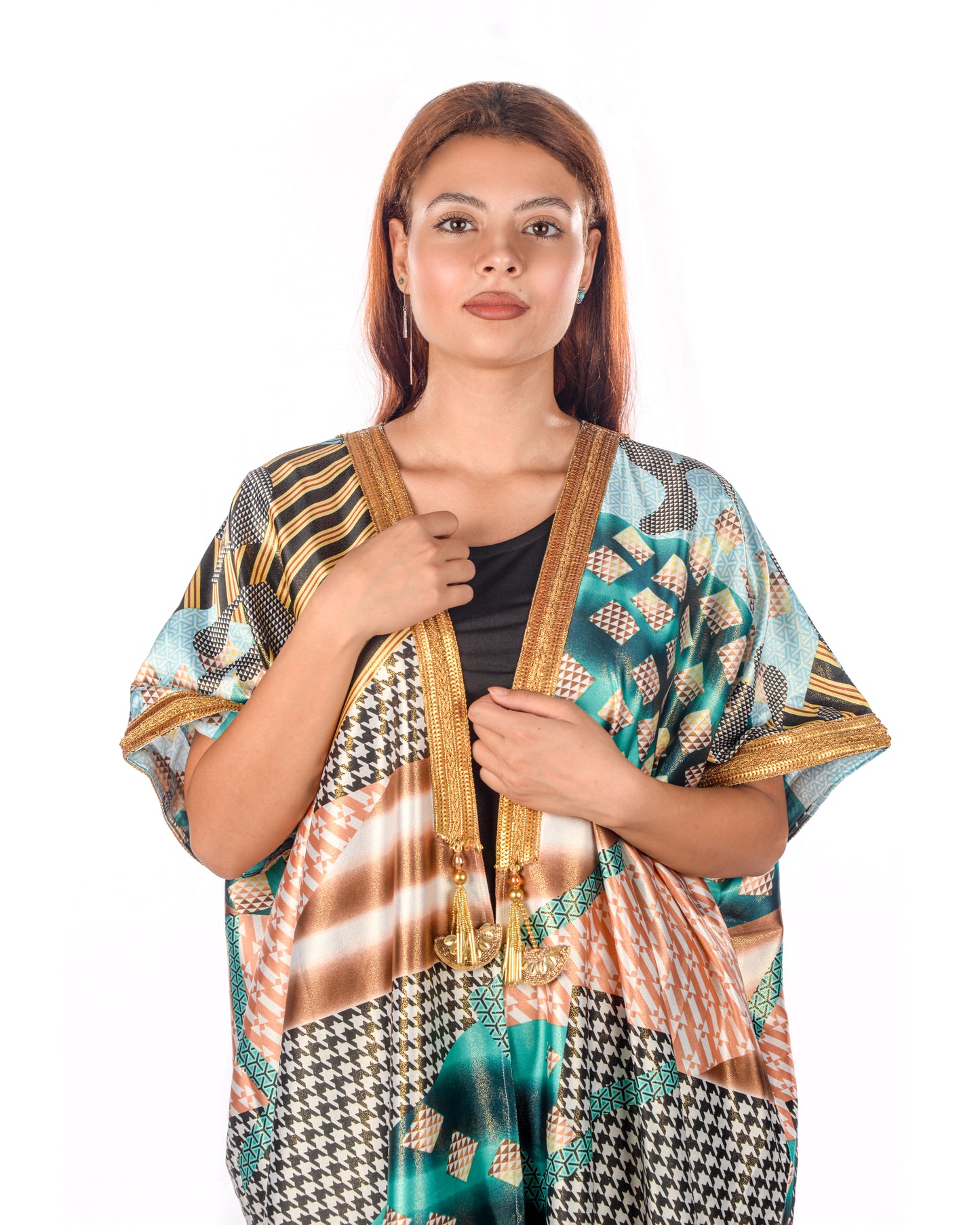 Silk satin multicolor bisht