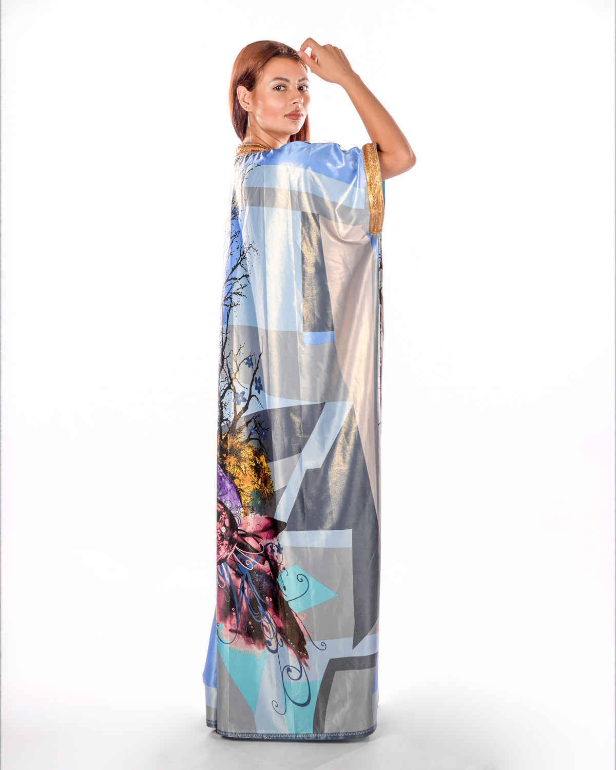 Silk Satin Multicolor Bisht