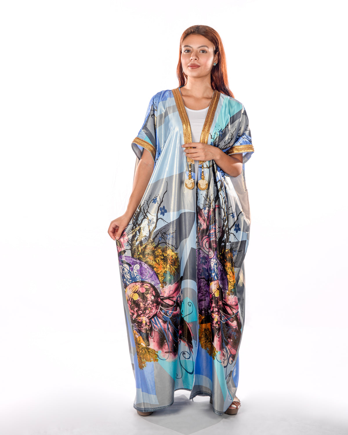 Silk Satin Multicolor Bisht