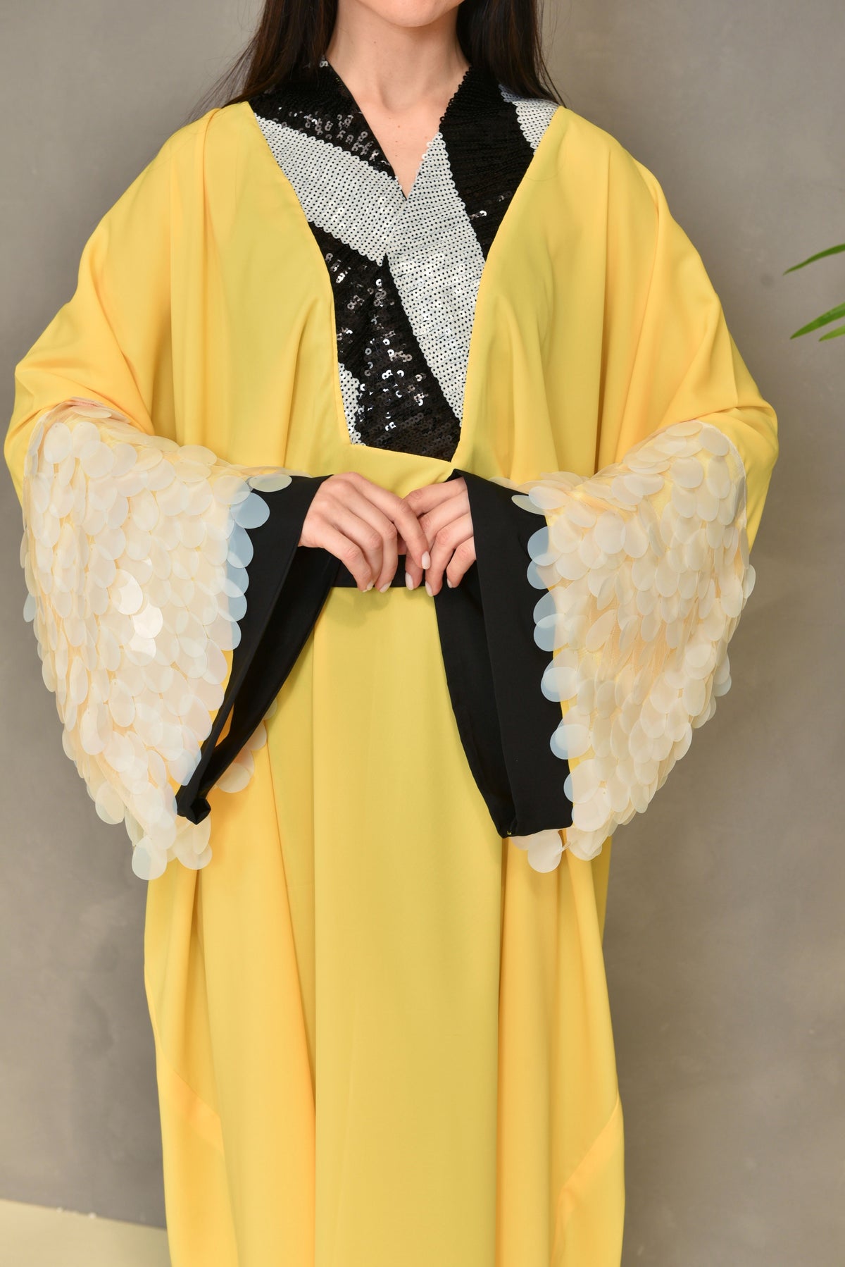 Yellow Embroiderd Kaftan Dress