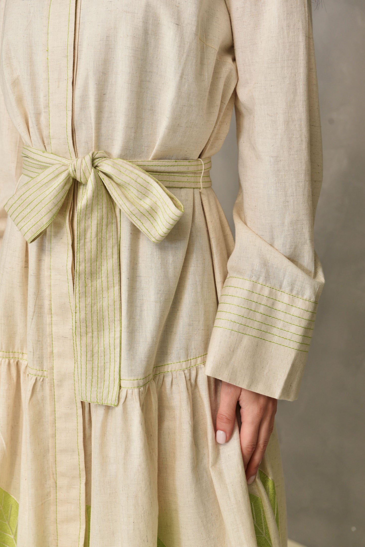 Casual linen embroidered dress