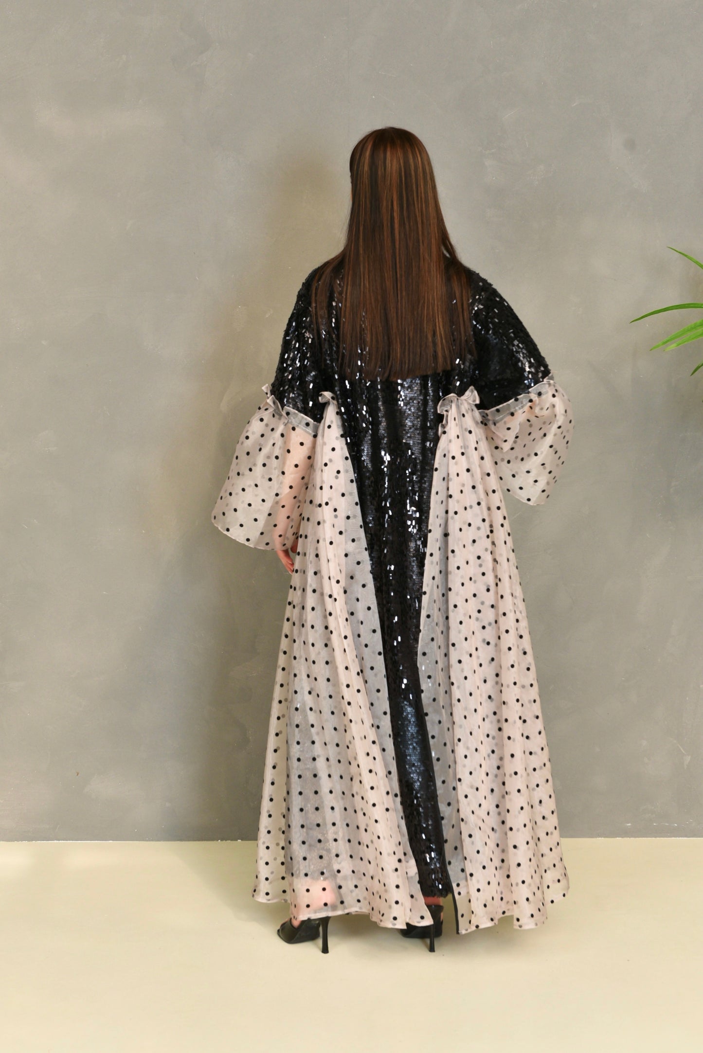 Organza sequence embroidery kaftan dress