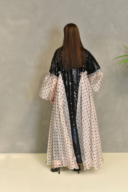 Organza sequence embroidery kaftan dress