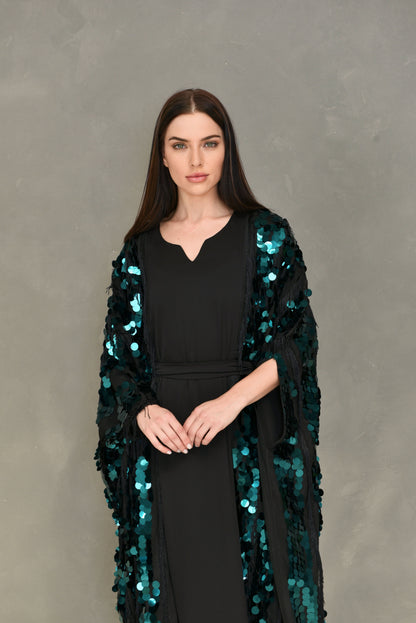 Sequence embroidery kaftan dress