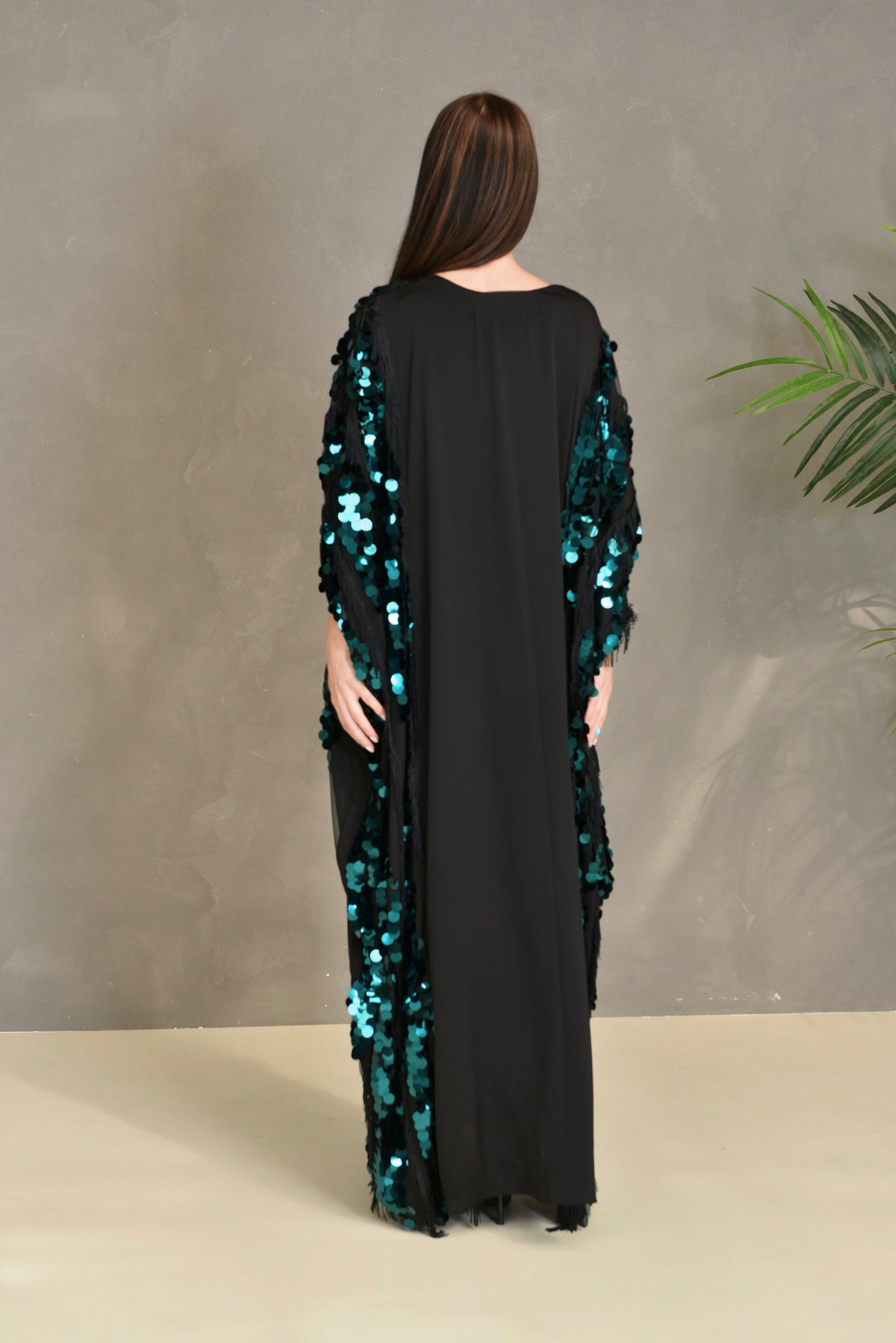 Sequence embroidery kaftan dress