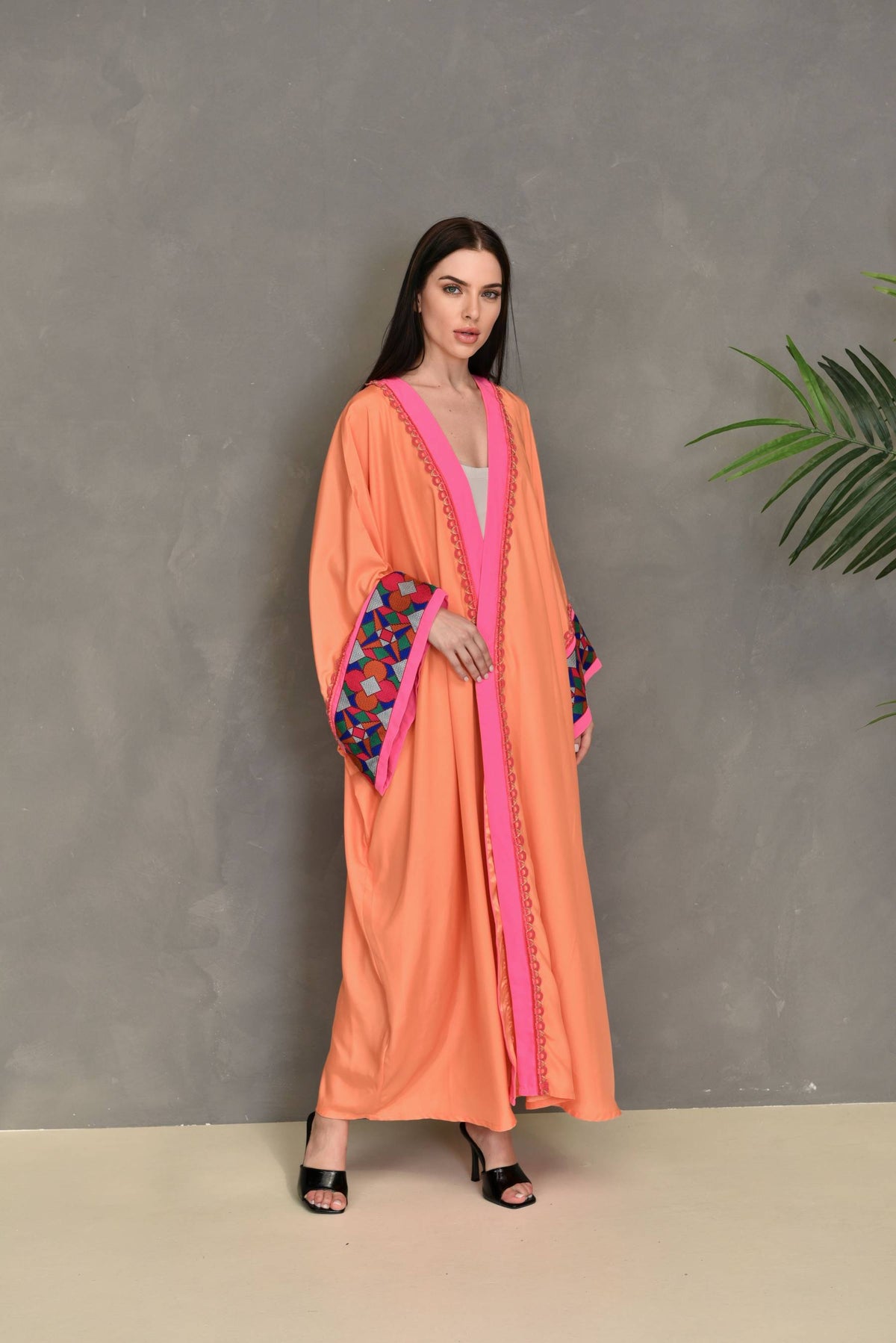 Crepe Satin Embroidered Bisht