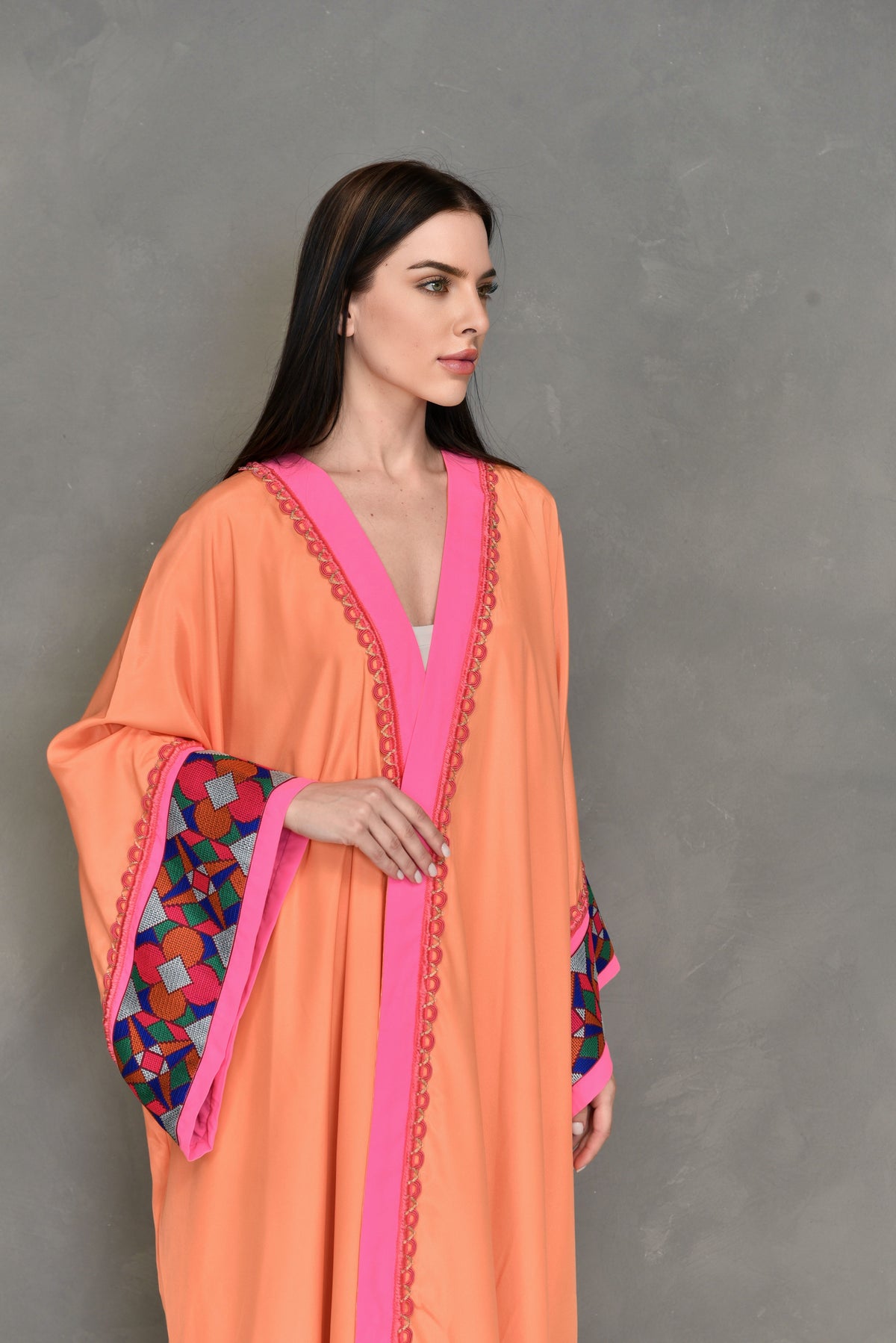 Crepe Satin Embroidered Bisht