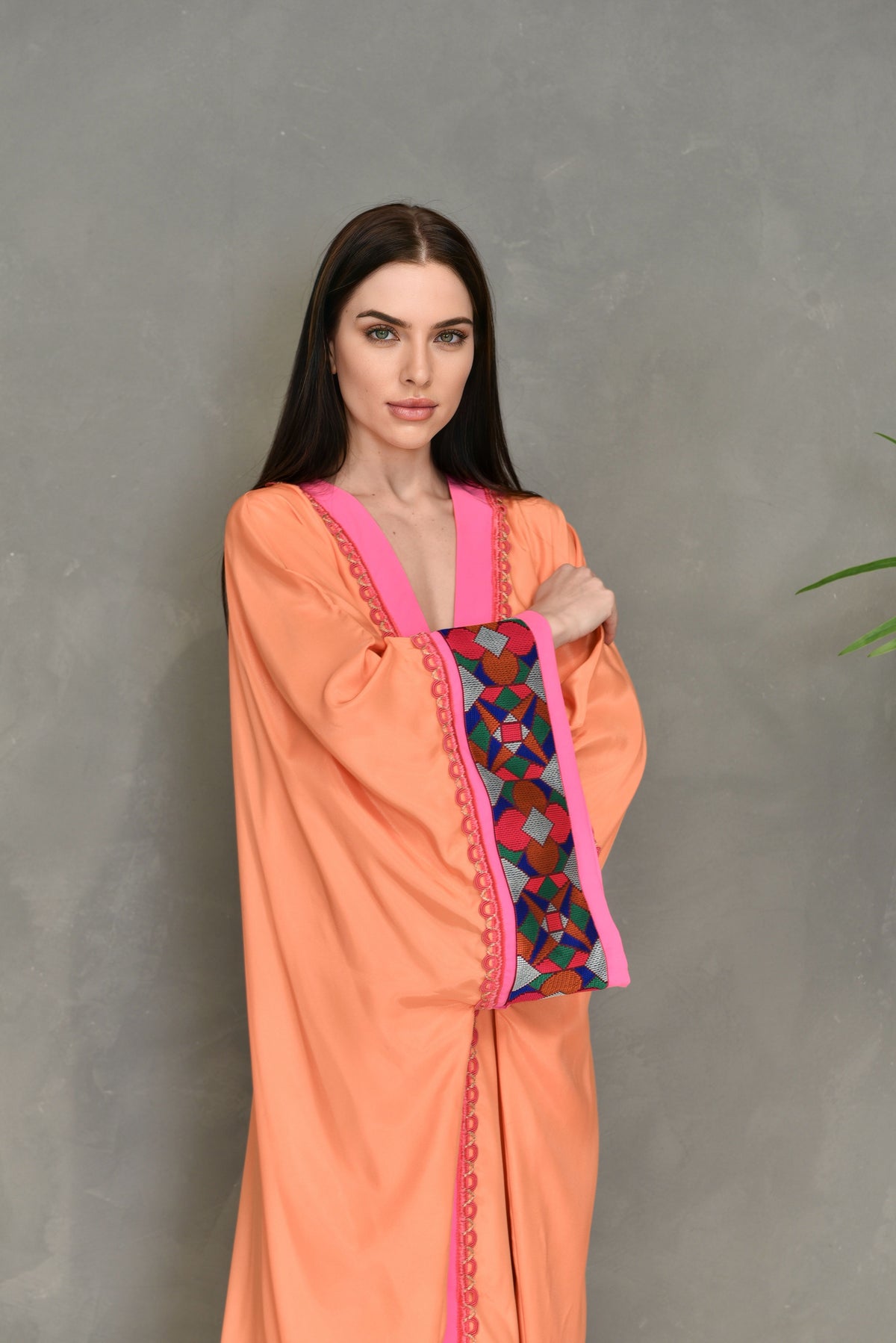 Crepe Satin Embroidered Bisht