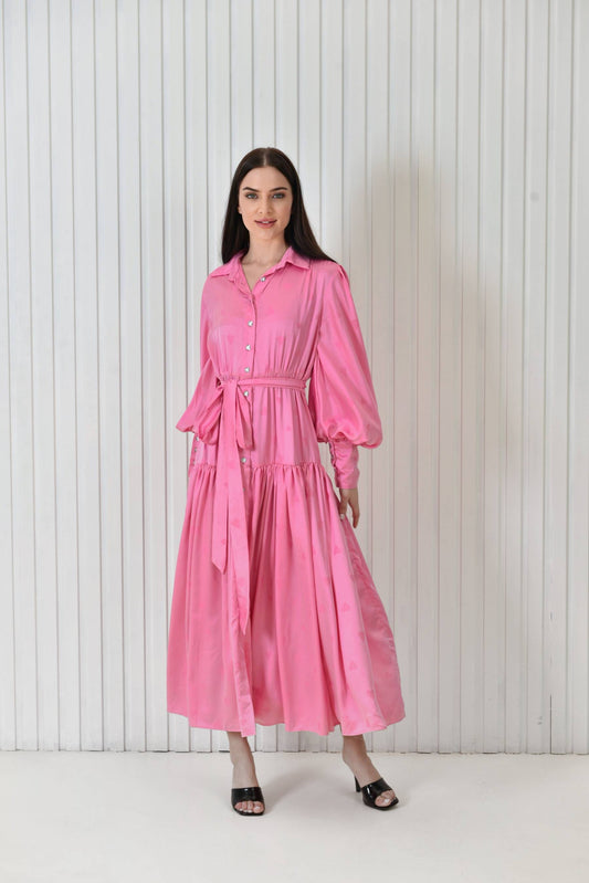 Heart print pink dress