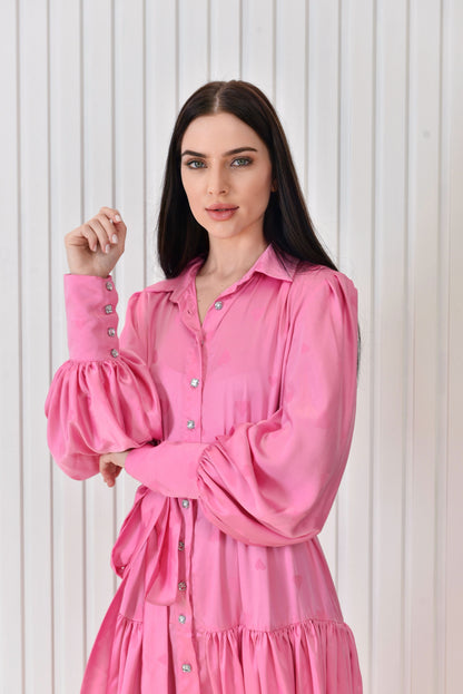 Heart print pink dress