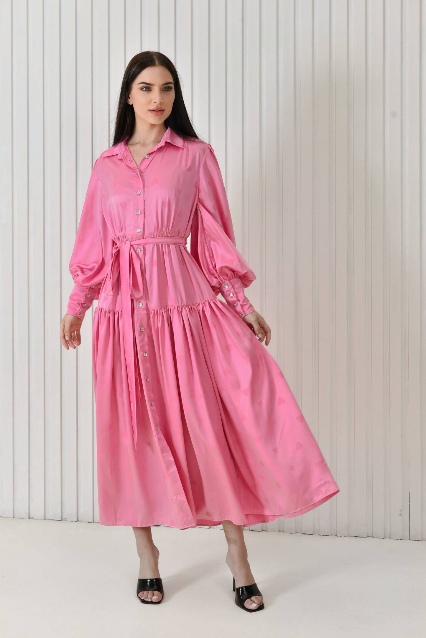 Heart print pink dress
