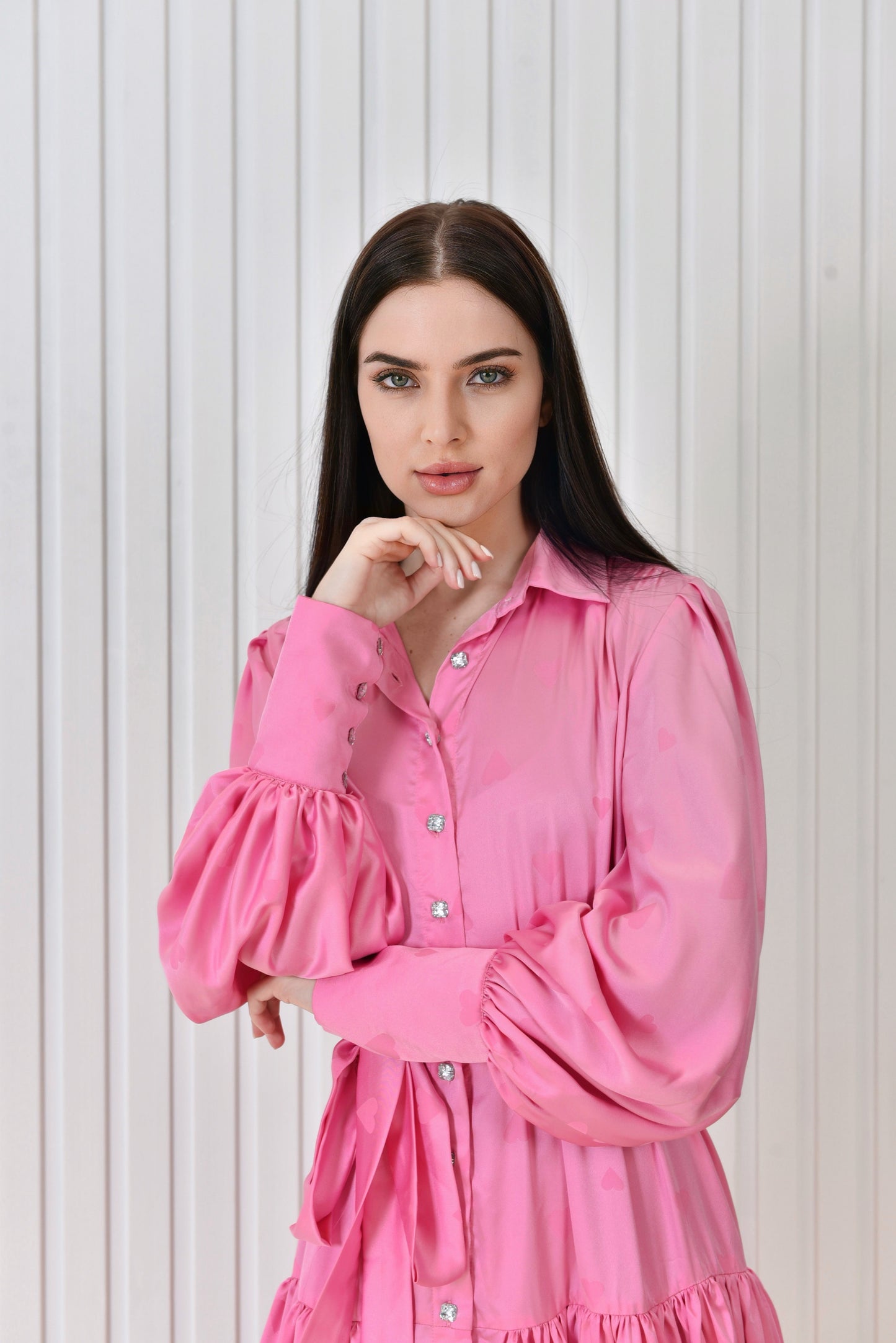 Heart print pink dress