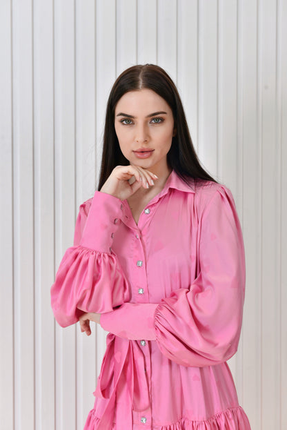 Heart print pink dress