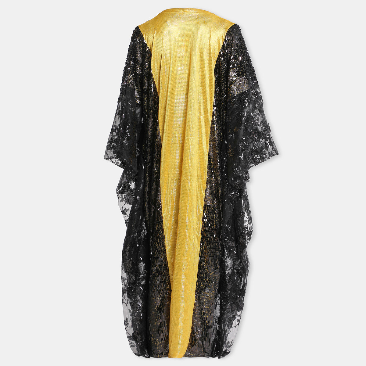 Black And Yellow Abaya With Sequince Trimmings