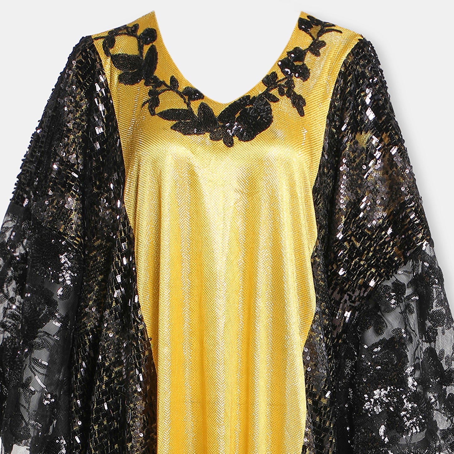 Colorblock abaya with sequince trimmings