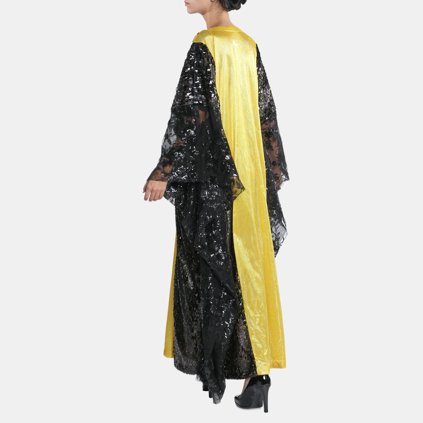 Colorblock abaya with sequince trimmings