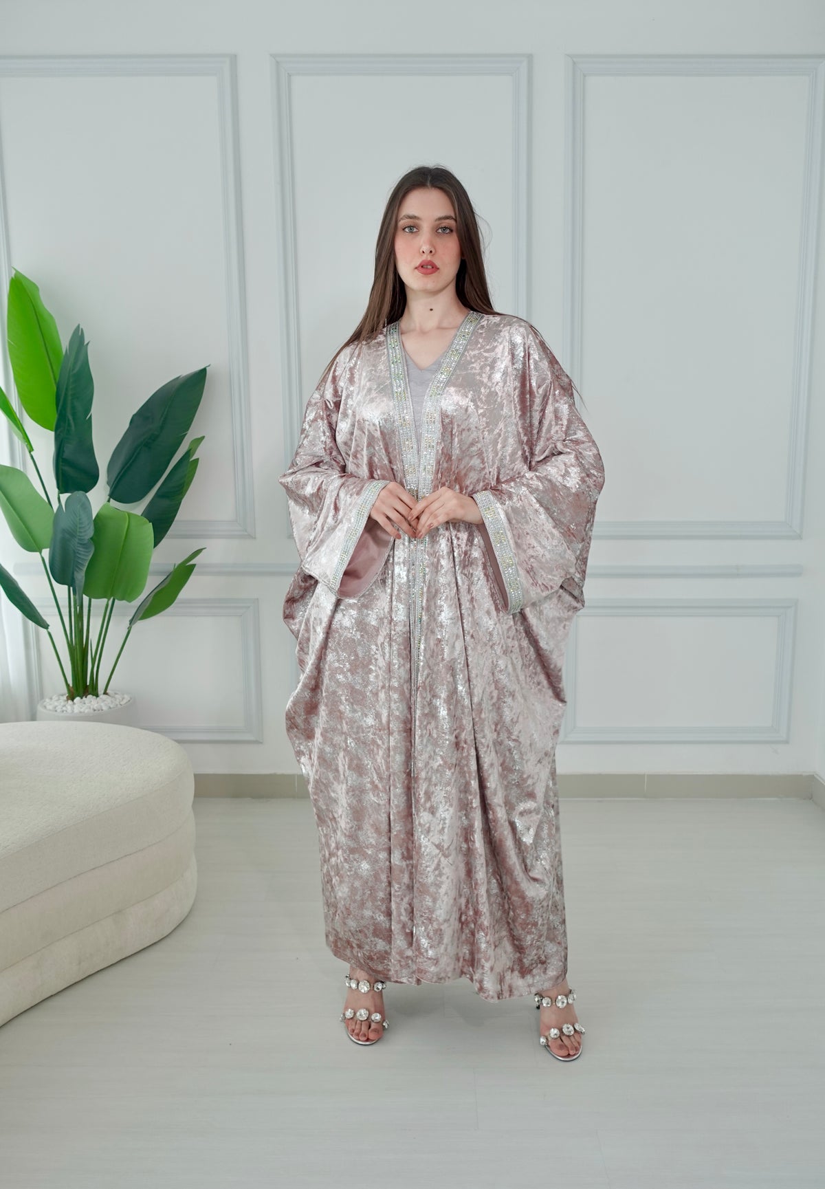 Velvet Pink Silver Bisht