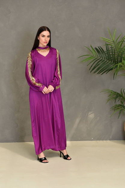 Embroidered kaftan dress