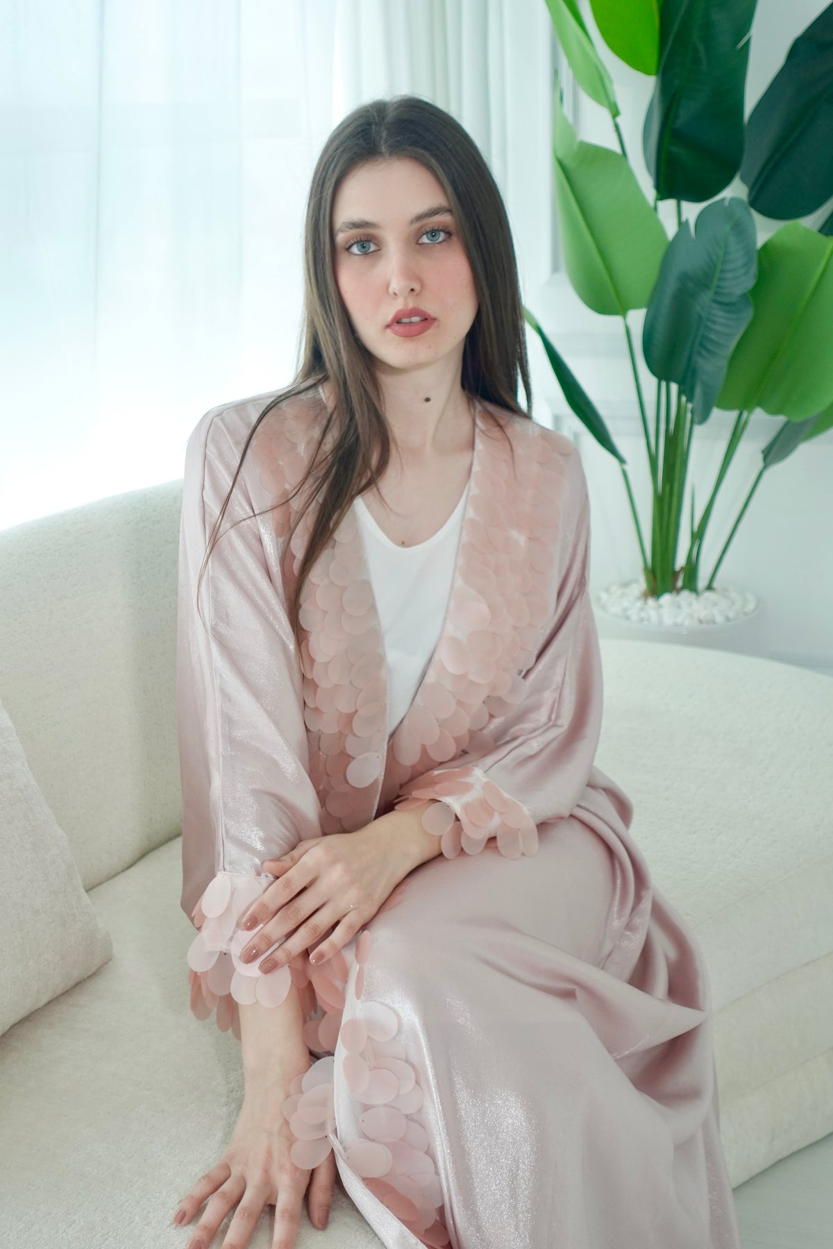 Pink Bisht With Sequence Embroidery