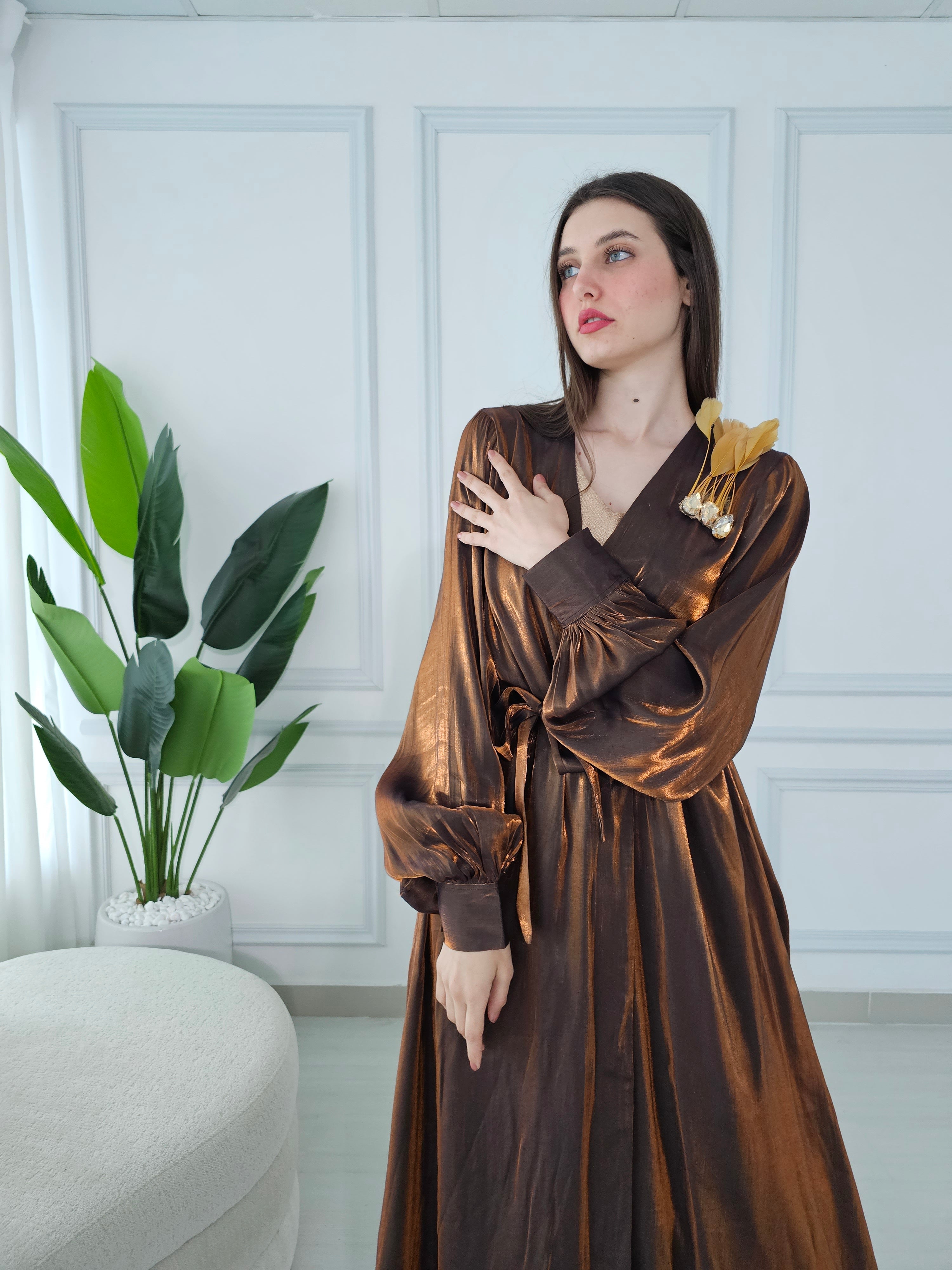 Bronze Organza Kaftan