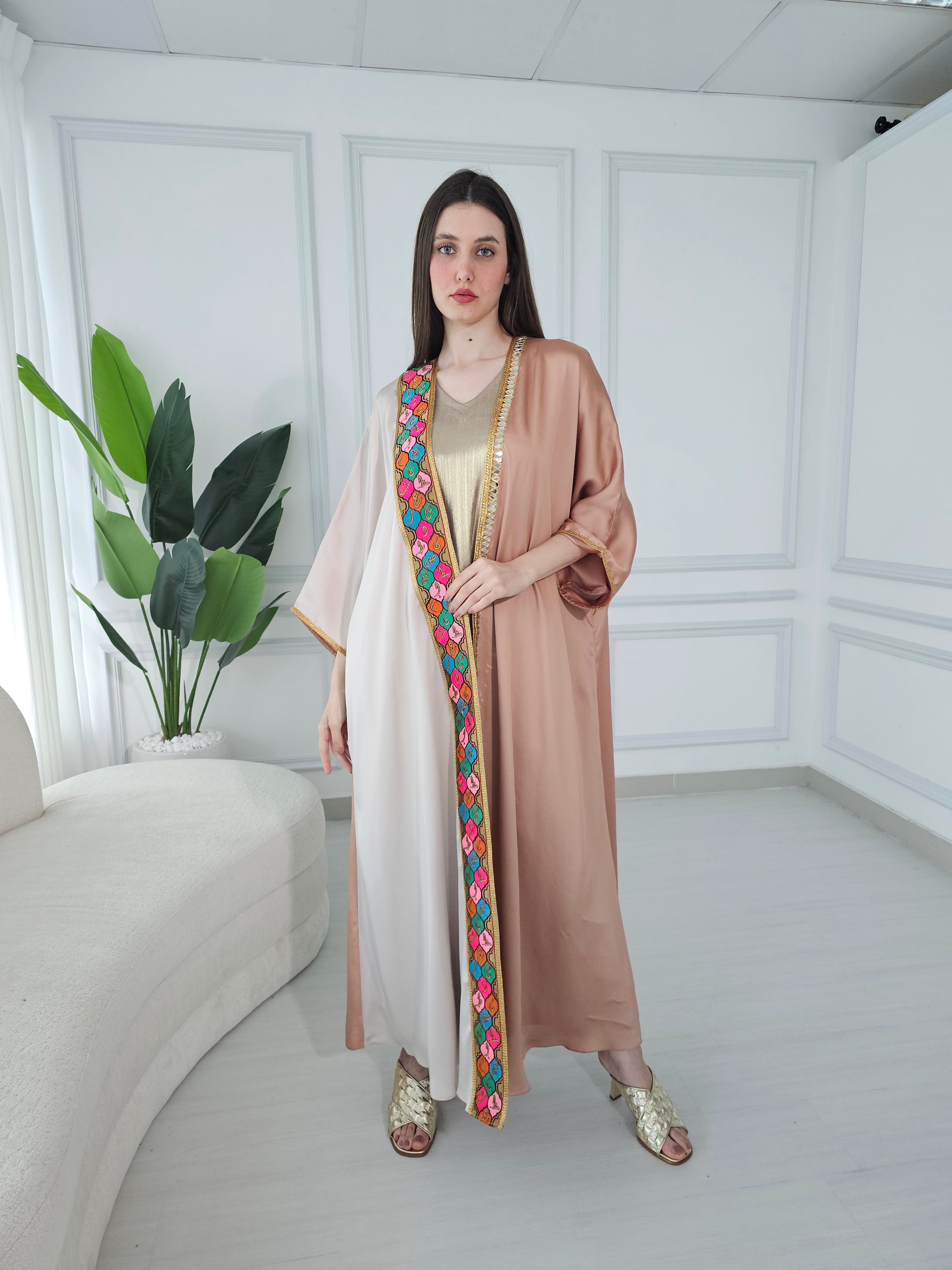 Beige Crepe Abaya
