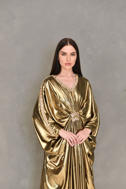 Metalic Swarovski Embroidered Kaftan Dress