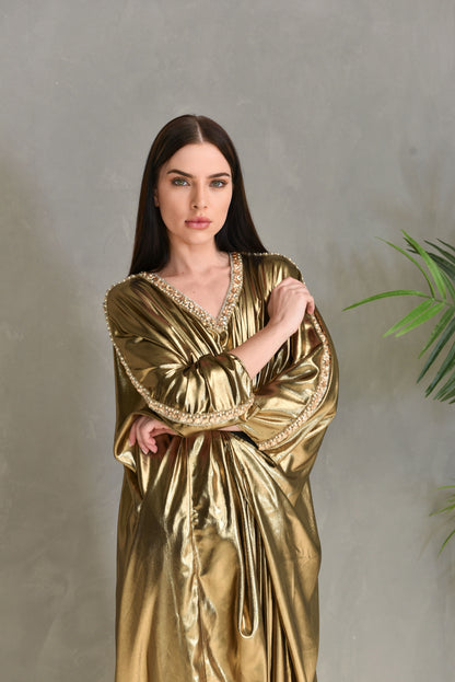 Metalic Swarovski Embroidered Kaftan Dress