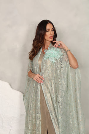 Chiffon White Kaftan – Off With Mirror Embroidery Design