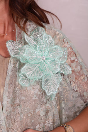 Chiffon White Kaftan – Off With Mirror Embroidery Design