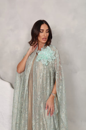 Chiffon White Kaftan – Off With Mirror Embroidery Design