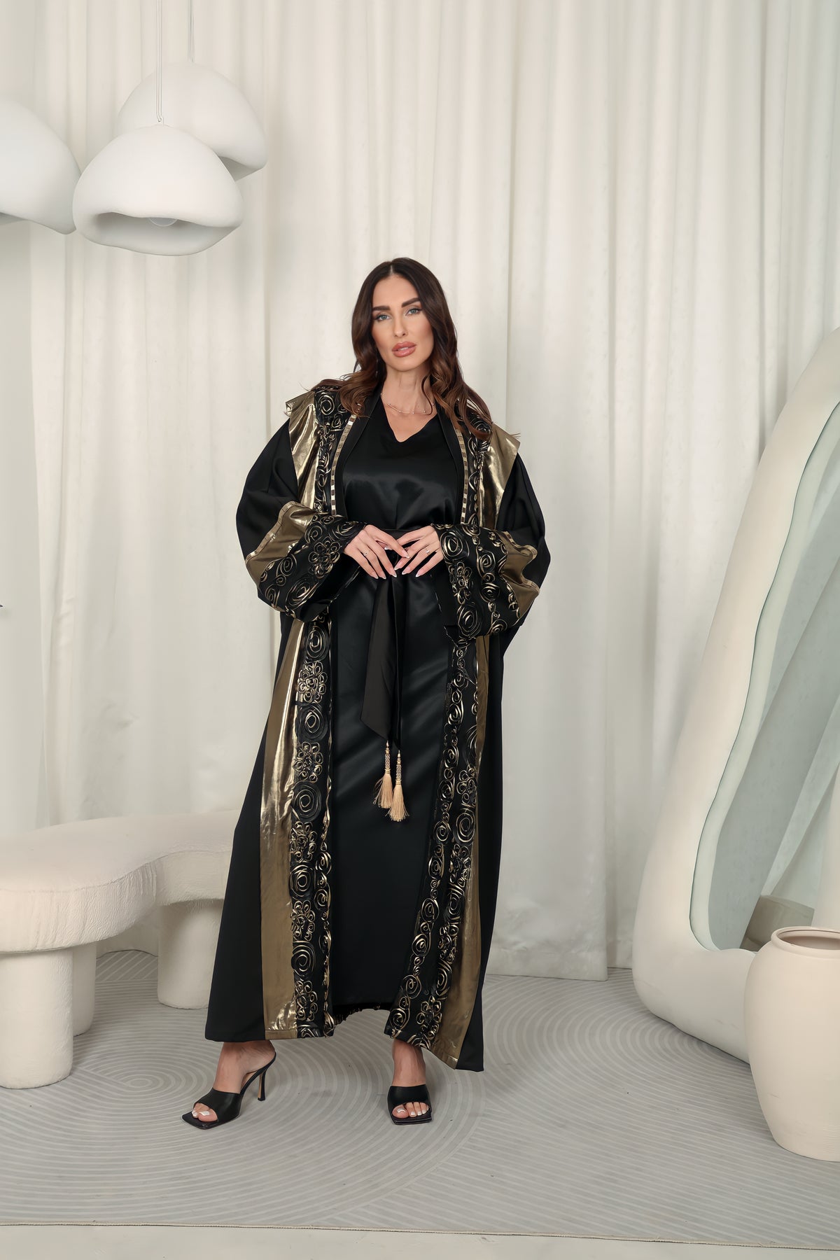 Black Kaftan With Embroidery