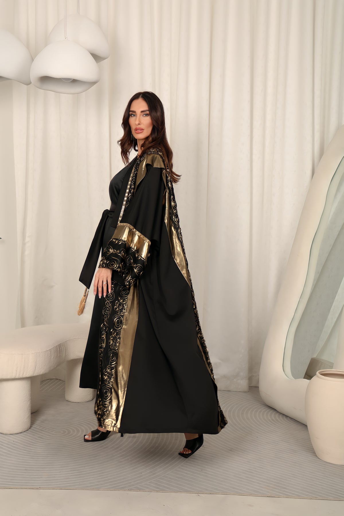 Black Kaftan With Embroidery