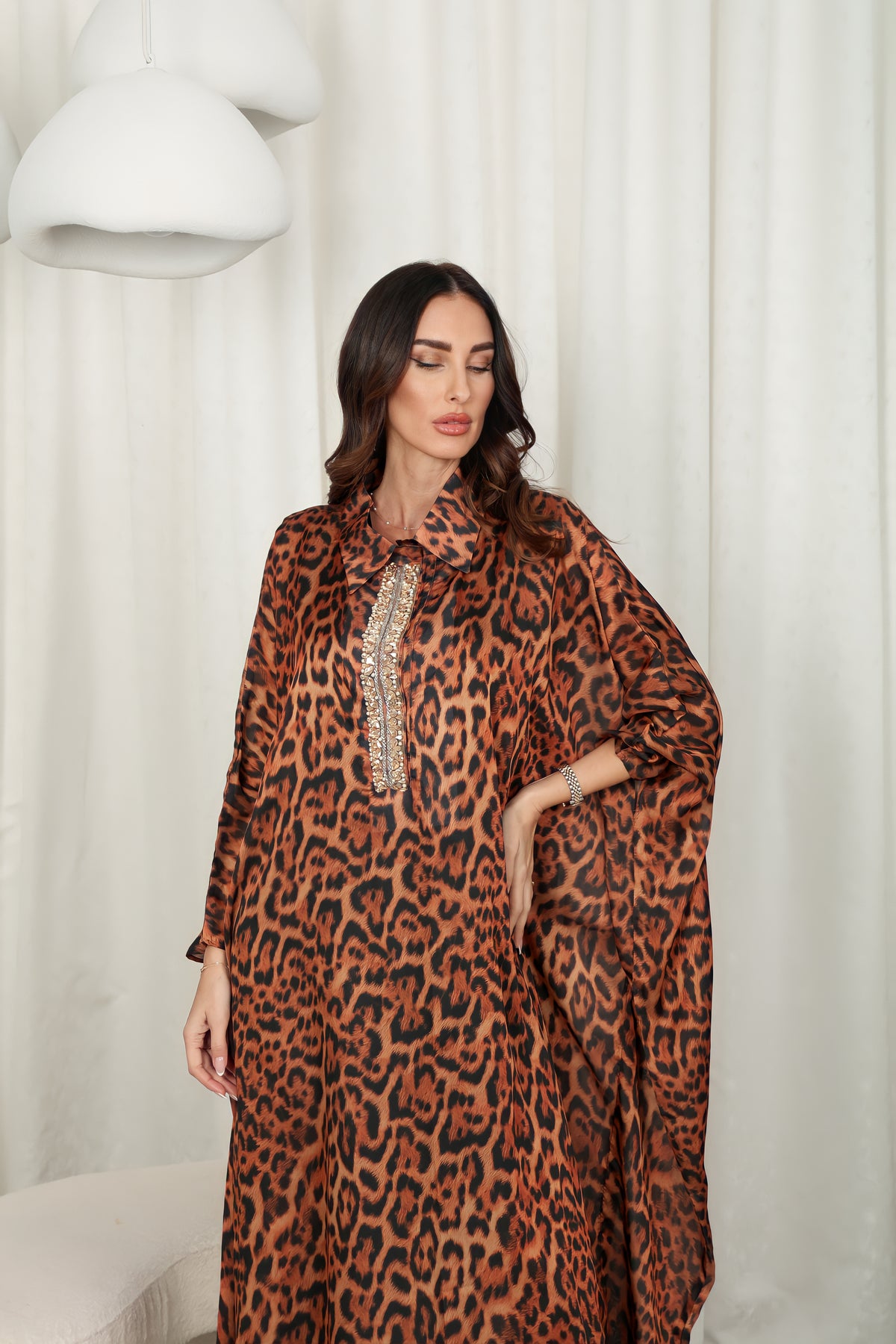 Tiger print silk Kaftan