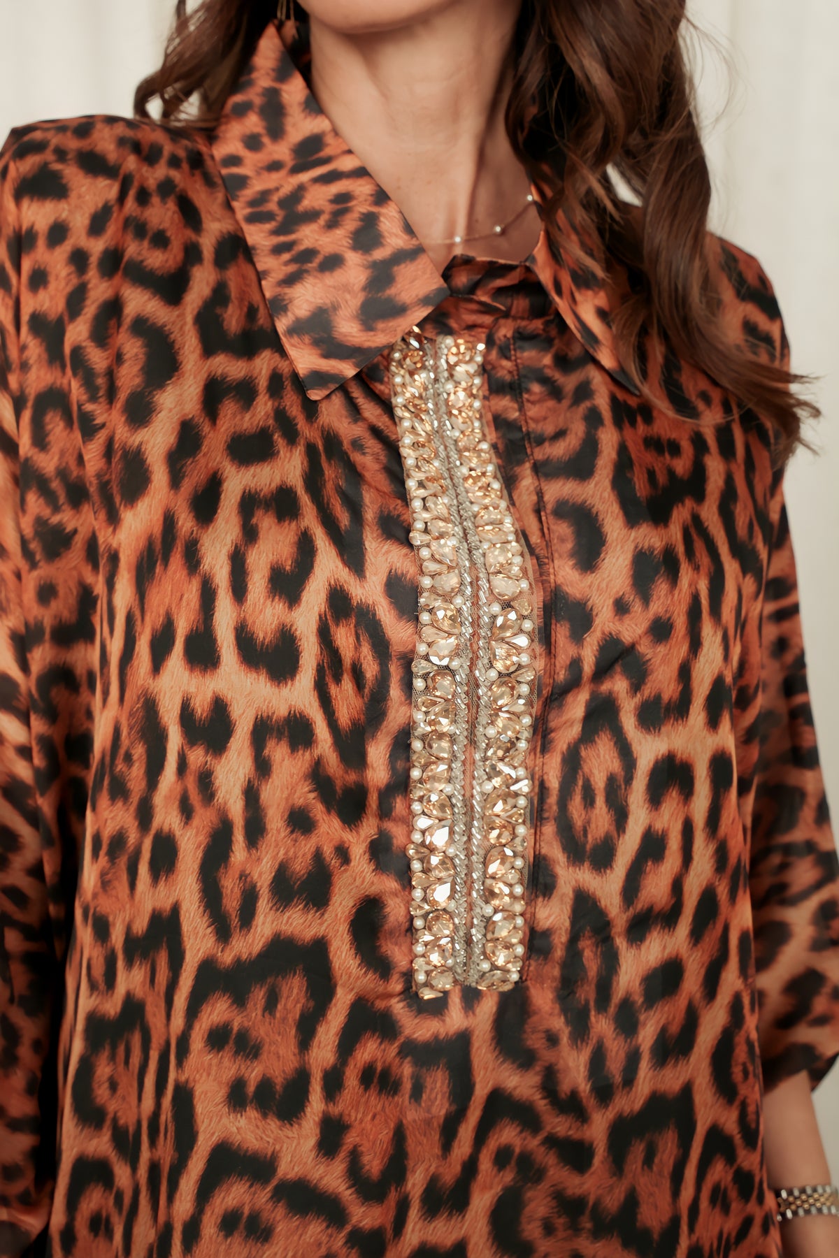 Tiger print silk Kaftan