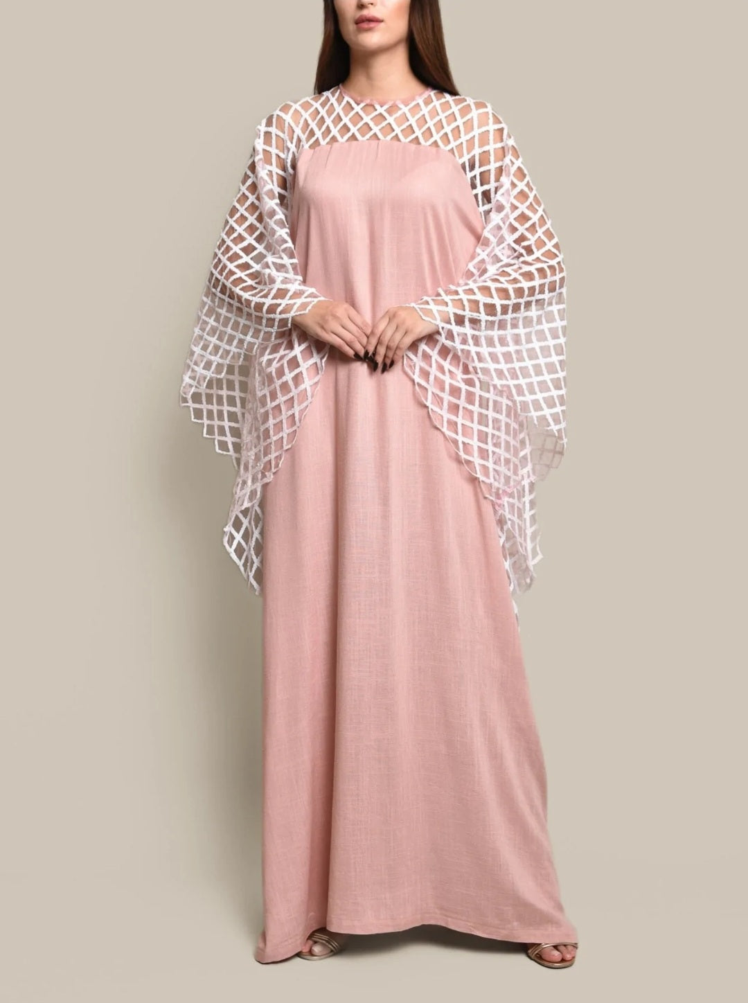 Pink Sequin Linen Kaftan