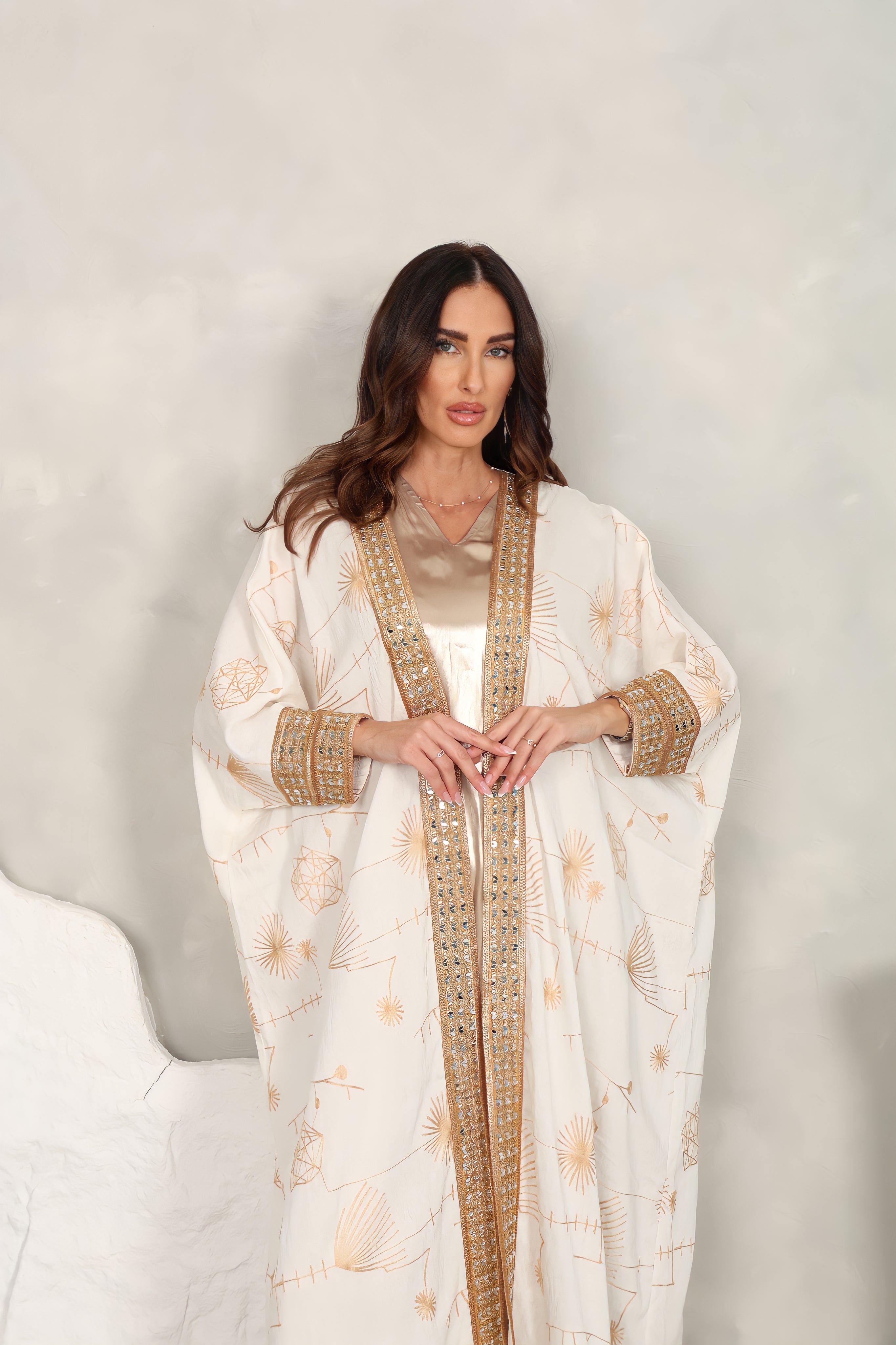 Off White Linen Abaya