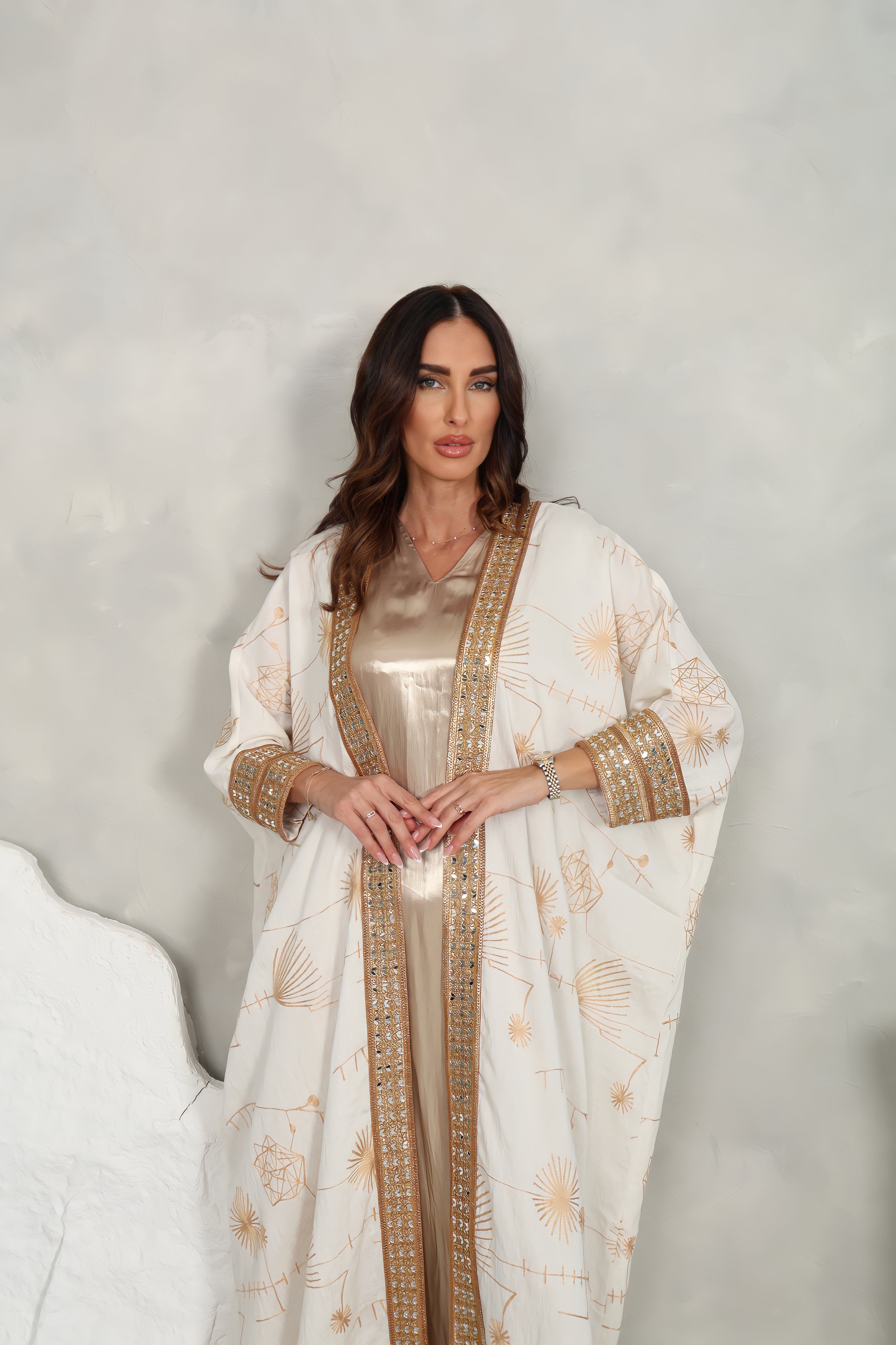 Off White Linen Abaya