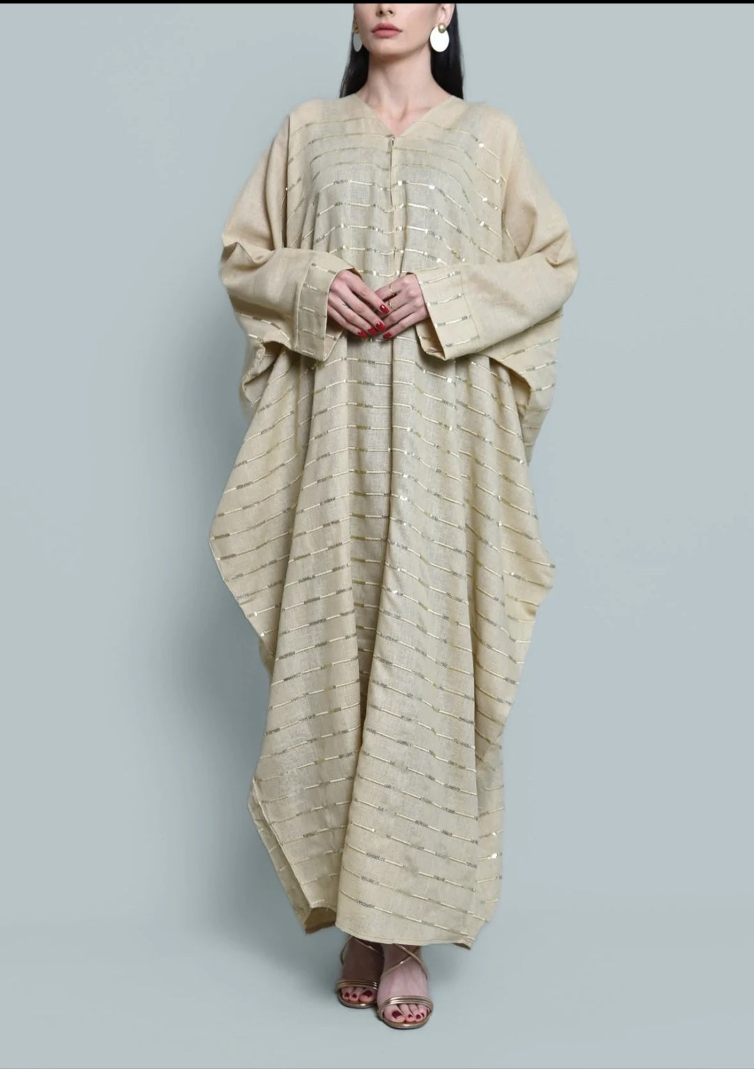Beige Linen Abaya