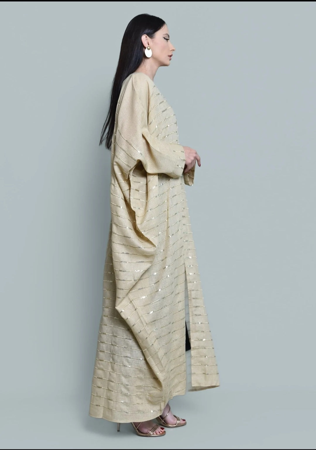 Beige Linen Abaya