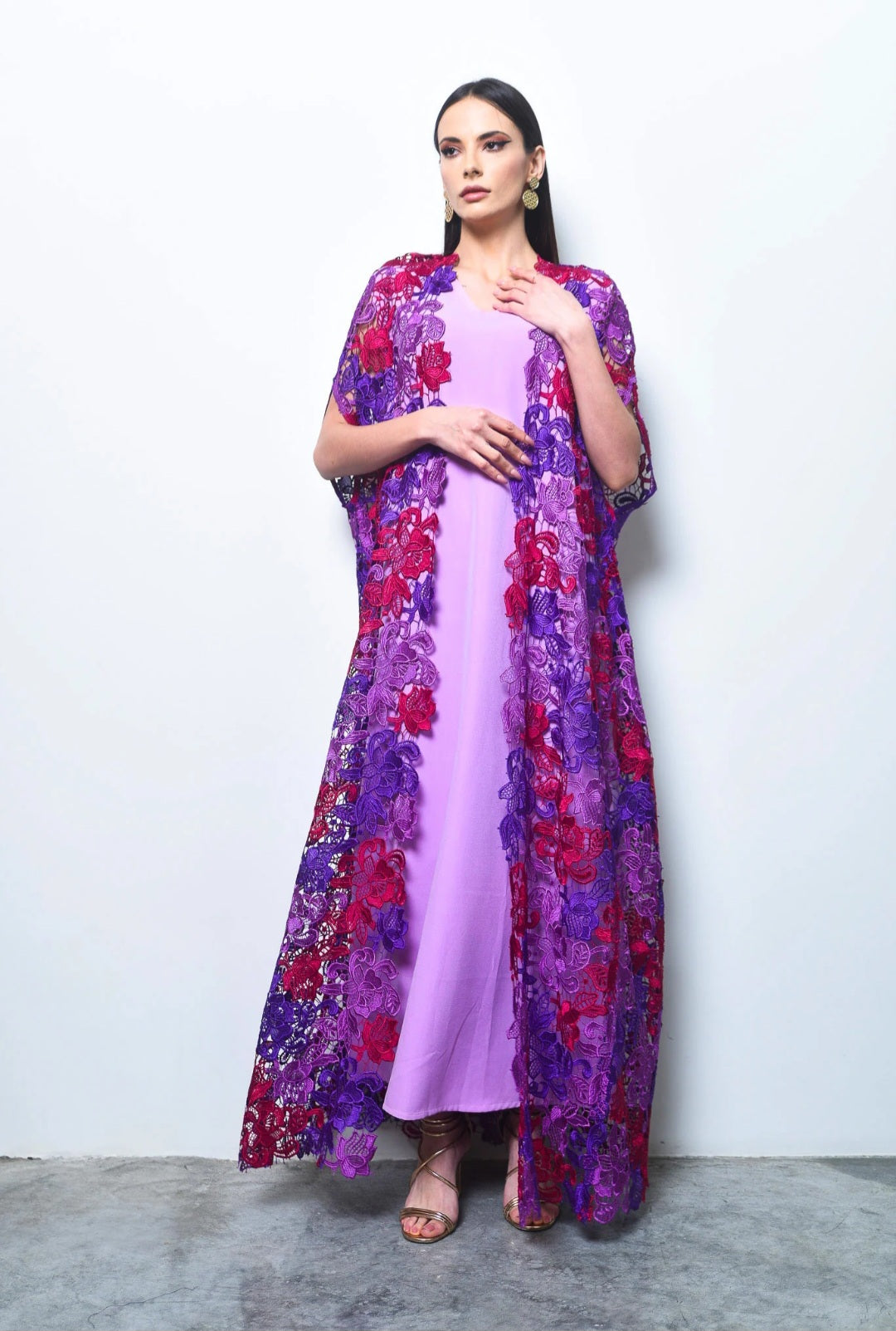 Purple Dantel Kaftan