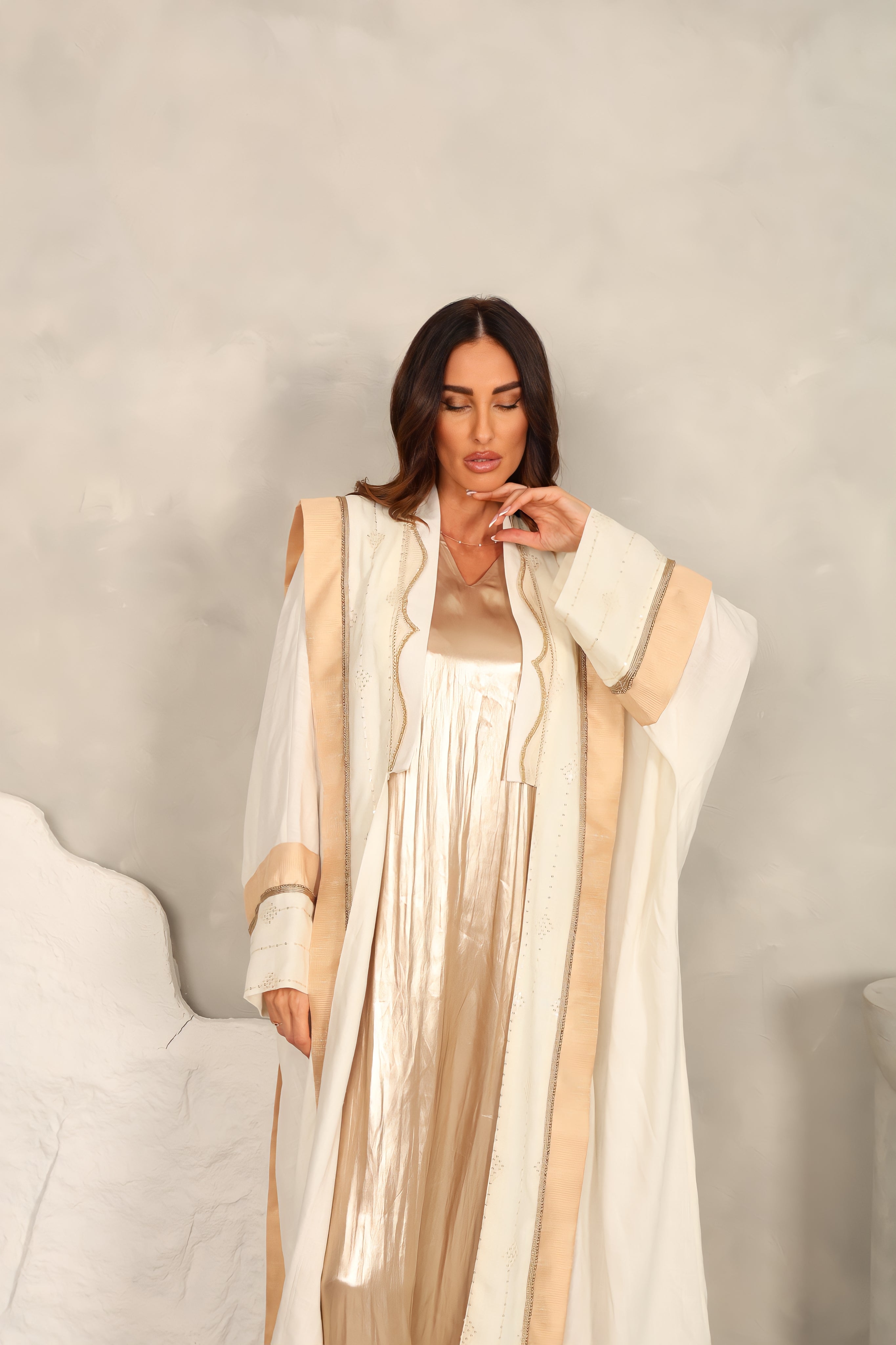 Off White Linen Abaya