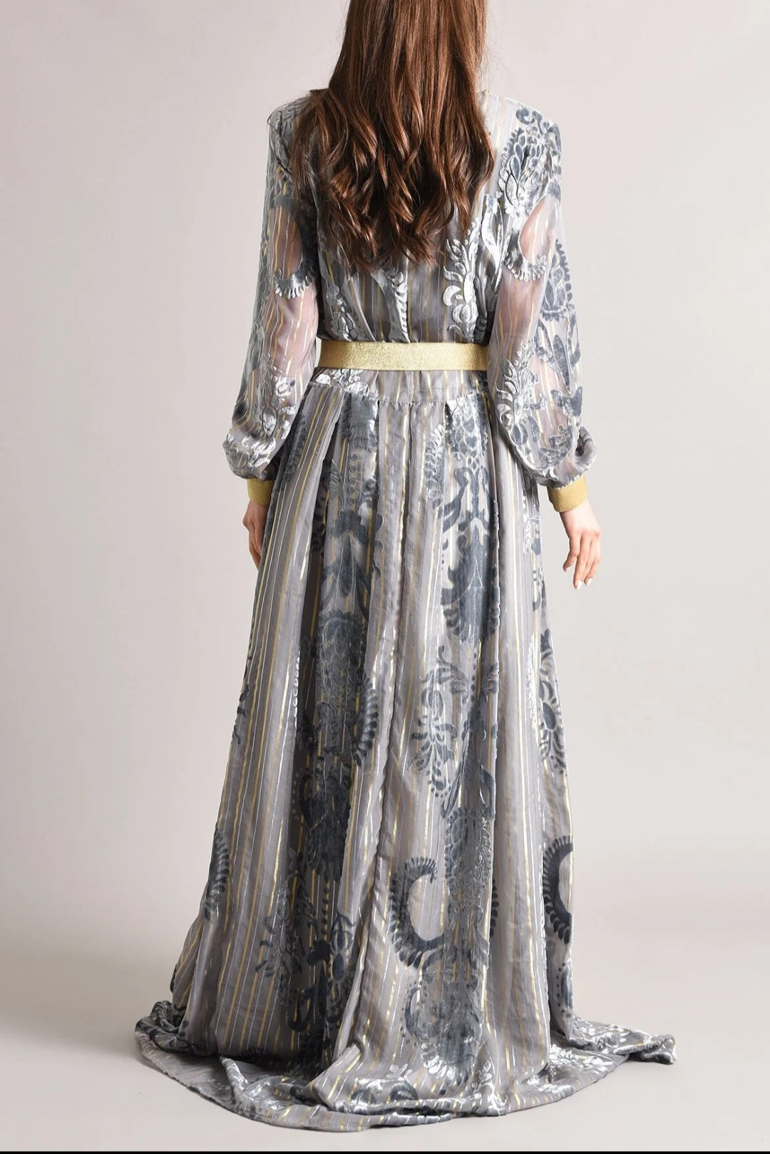 Chiffon Grey Kaftan – Velvet Design