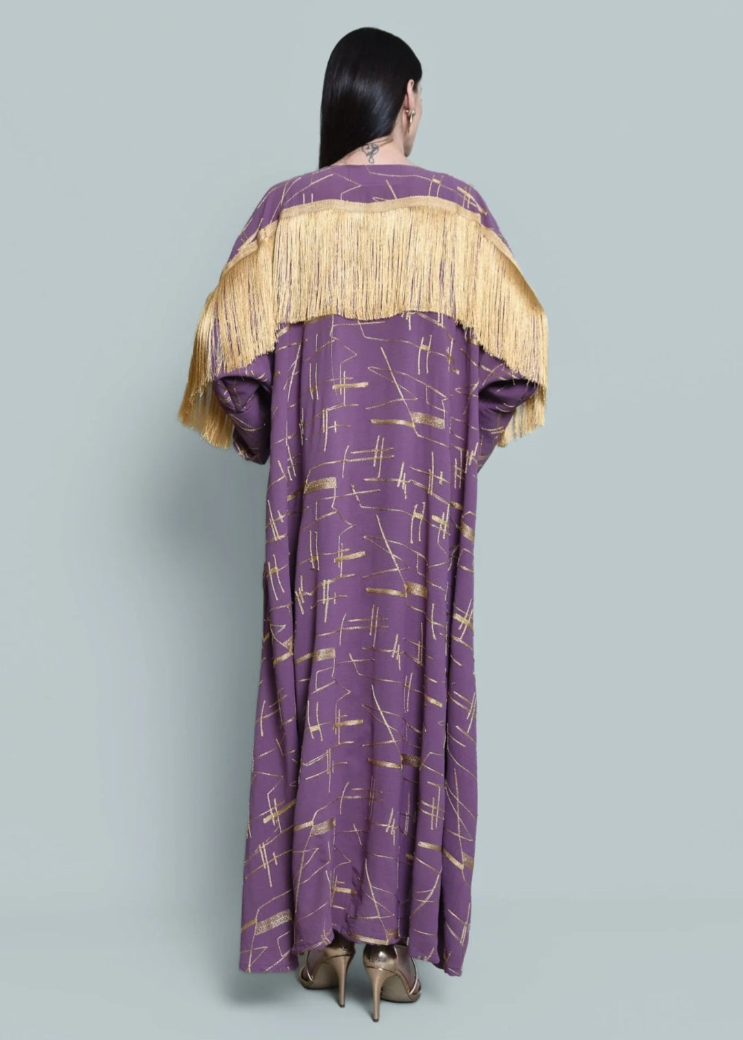 Purple Crepe Abaya with Tassels