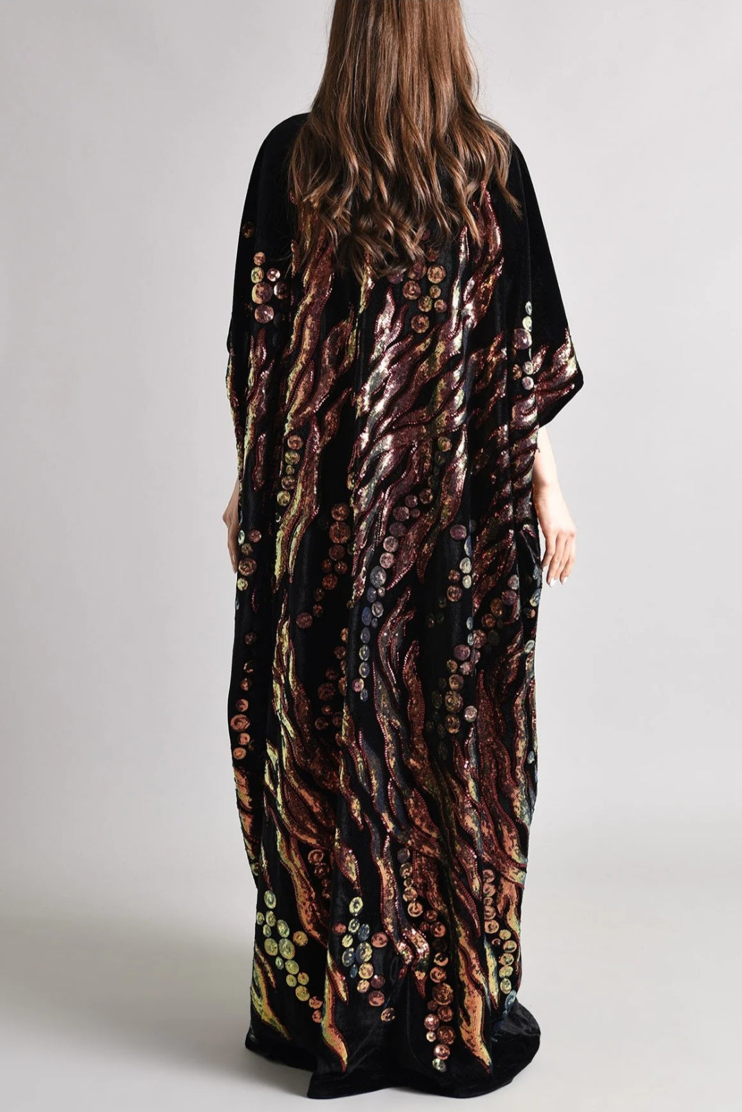 Black Velvet Kaftan with Embroidery