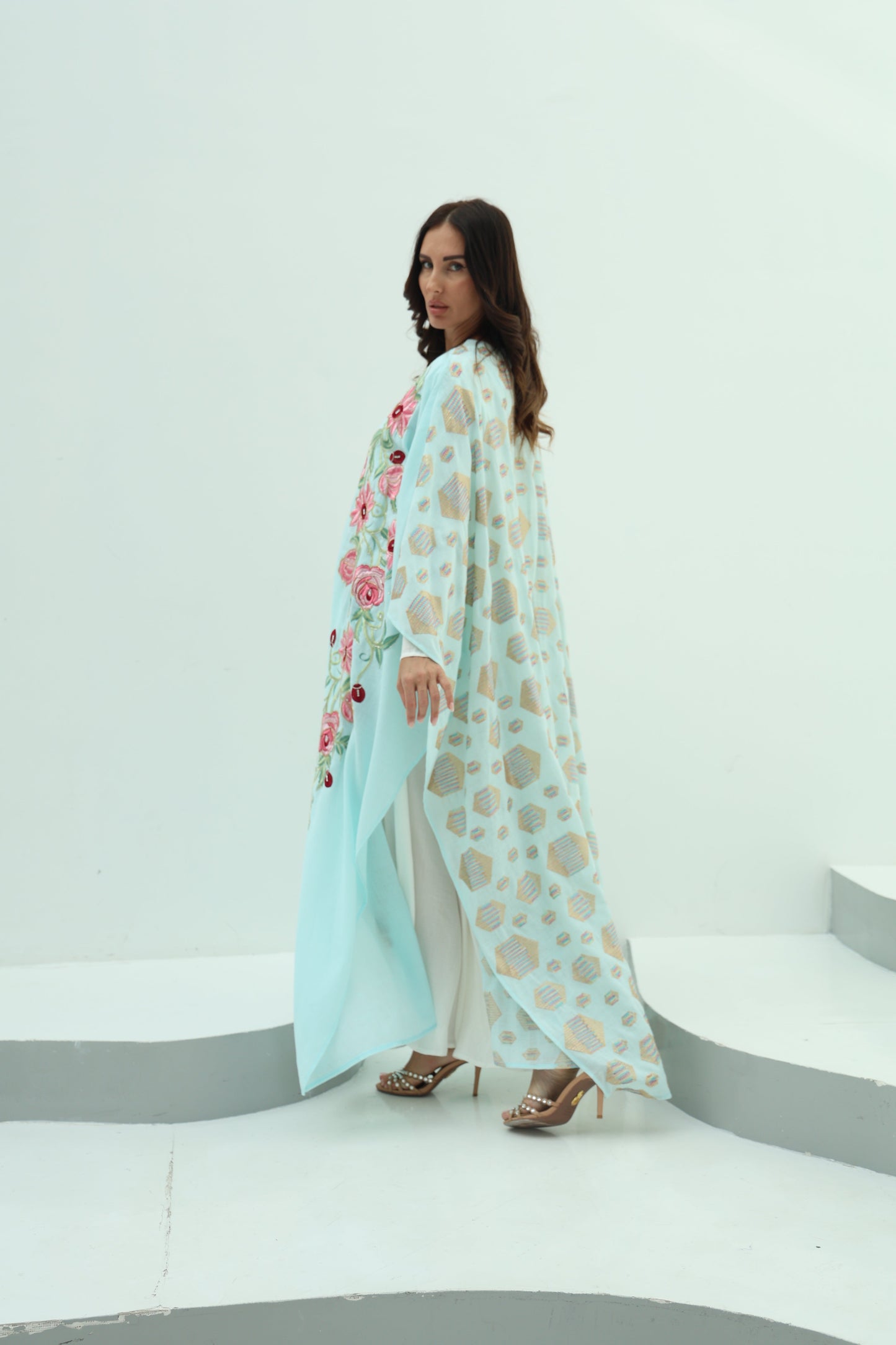 Sky Blue Linen Abaya