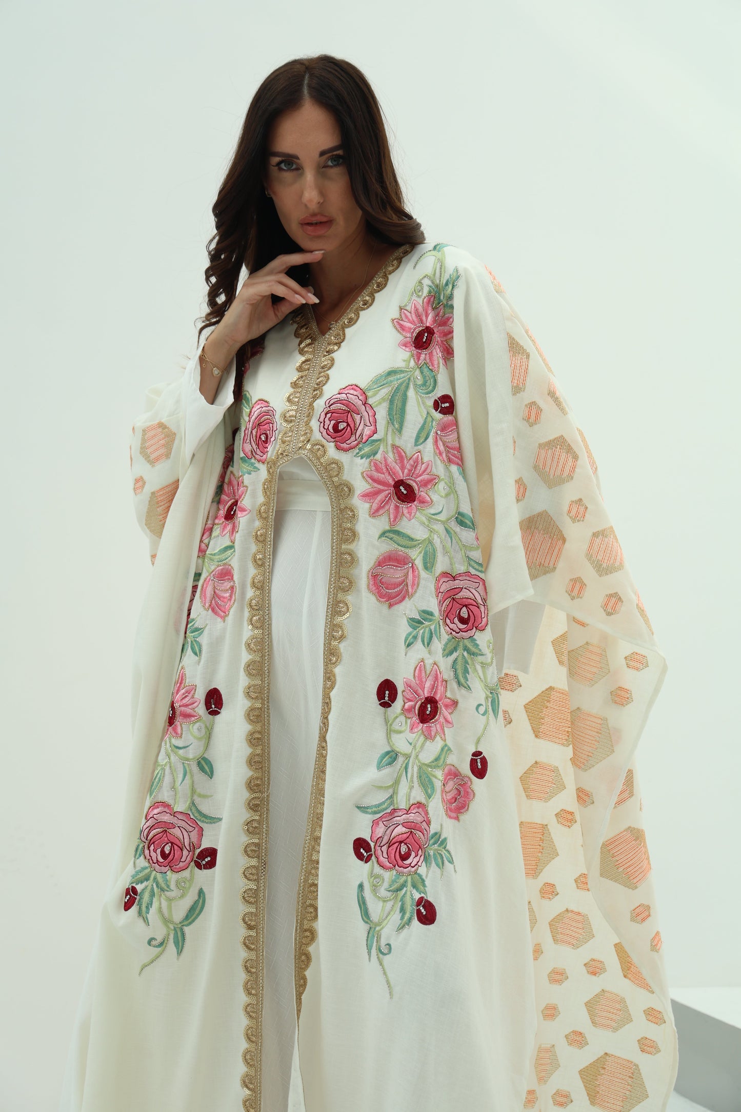 Off White Linen Abaya