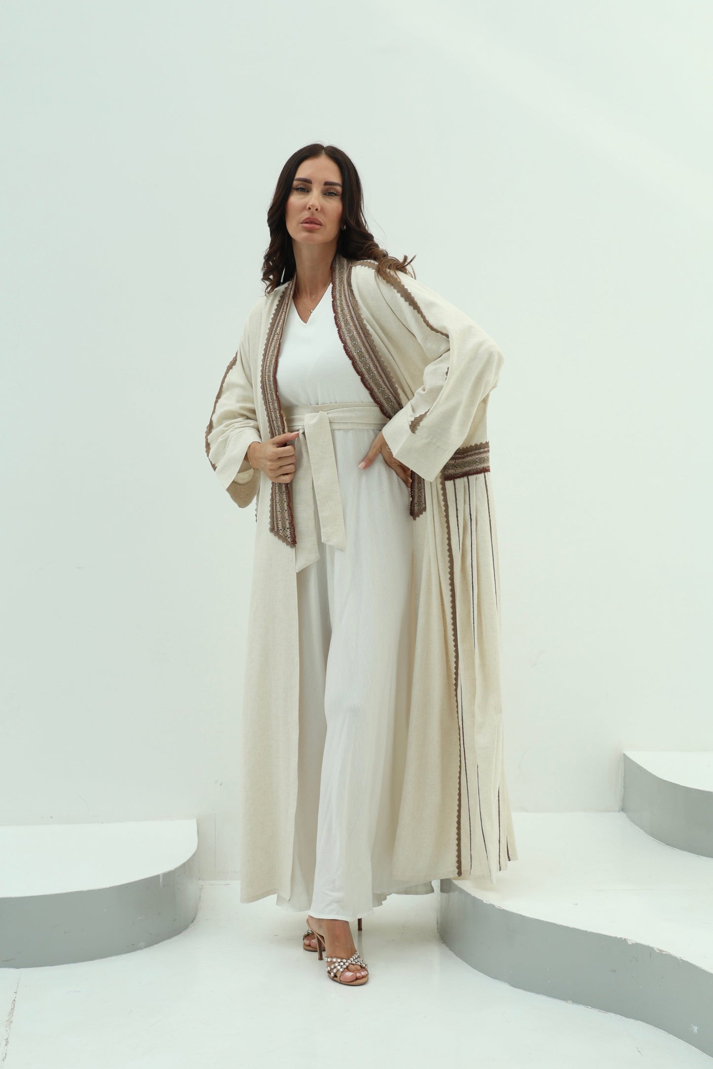 Beige Linen Abaya