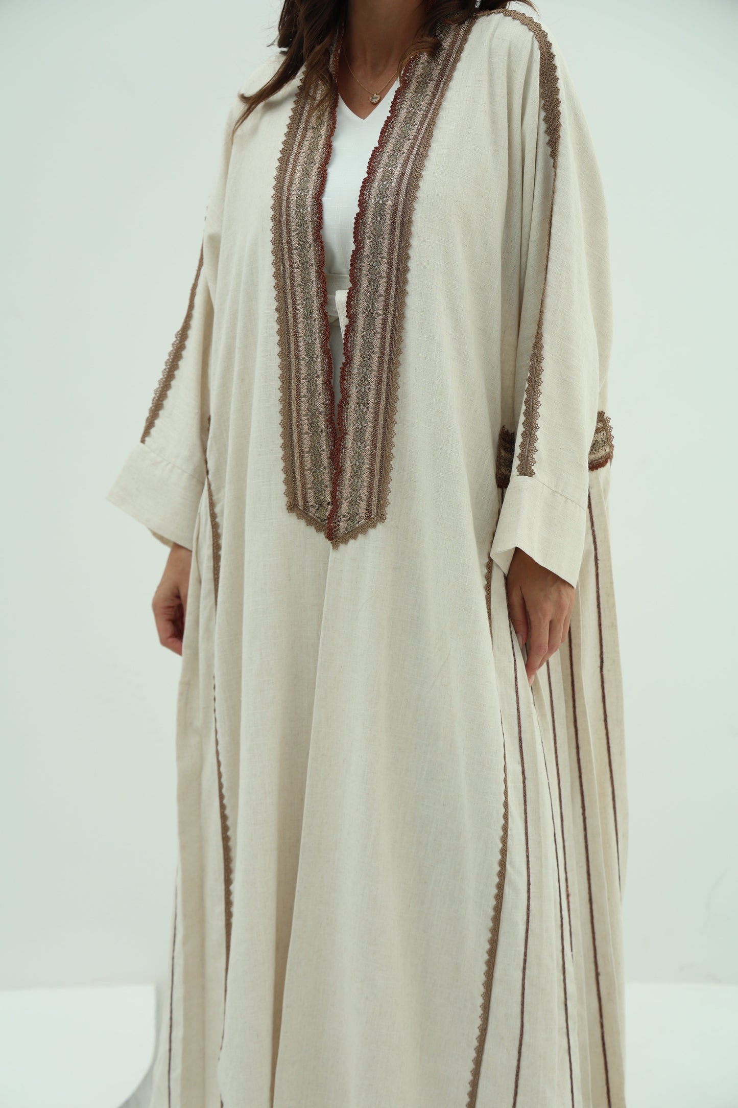 Beige Linen Abaya